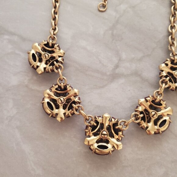 💜 J.Crew Retro Purple Rhinestone Crystal Cluster Burst Statement Necklace 💜 - Picture 12 of 13